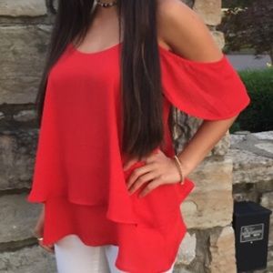 Red off the shoulder top